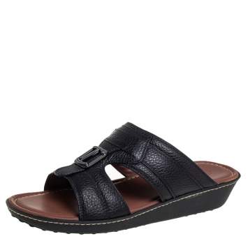 Pre Owned Tod's Black Leather Slide Sandals Size 41