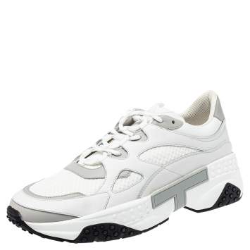 Pre Owned Tod's White Leather and Mesh Active Sporty Sneakers Size 44