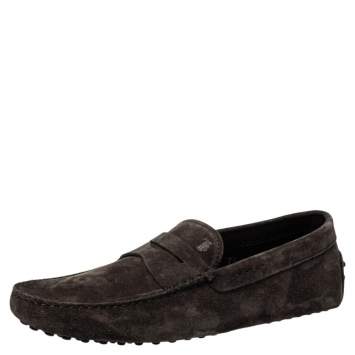 Pre Owned Tod's Brown Suede Penny Slip On Loafers Size 41.5