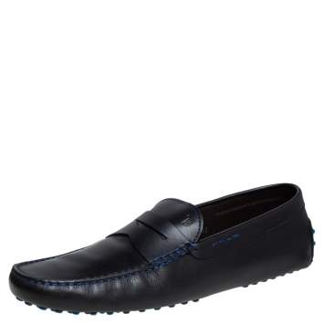 مملوكة مسبقًا Tod's Black Leather Penny Slip On Loafers Size 47