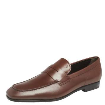 Pre Owned Tod's Brown Leather Slip On Loafers Size 46.5
