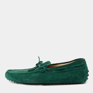 Pre Owned Tod's Forest Green Suede Gommino Driving Loafers Size 42