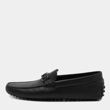 Pre Owned Tod's Black Leather Buckle Driver Loafers Size 41
