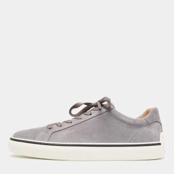 Pre Owned Tod's Grey Suede Low Top Sneakers Size 45.5