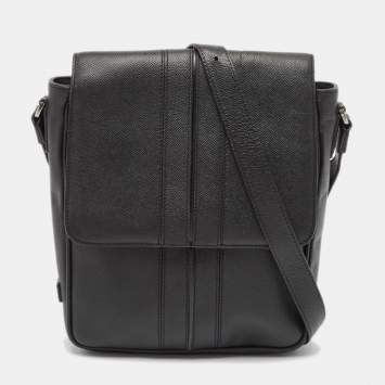 Pre Owned Tod's Black Leather Flap Messenger Bag