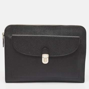 Pre Owned Tod's Black Leather Zip Pouch