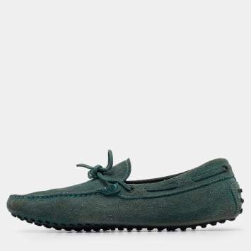 Pre Owned Tod's Green Suede Slip On Loafers Size 42.5