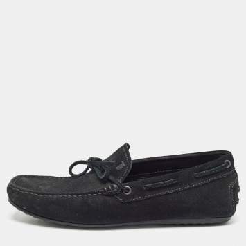 Pre Owned Tod's Black Suede Slip On Loafers Size 39.5