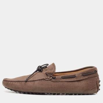 مملوكة مسبقًا Tod's Brown Nubuck Leather Gommino Driving Loafers  Size 42
