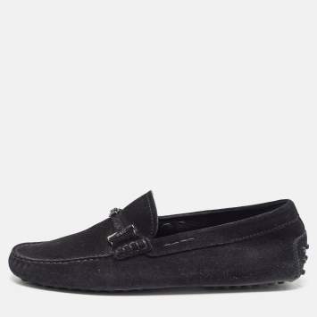 Pre Owned Tod's Black Suede Slip On Loafers Size 42