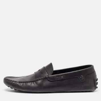 Pre Owned Tod's For Ferrari Black Leather Slip On Loafers Size 41