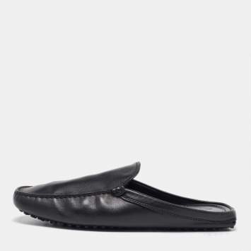 Pre Owned Tod's Black Leather Loafer Mules Size 41