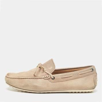 Pre Owned Tod's Beige Suede Bow Loafers Size 42
