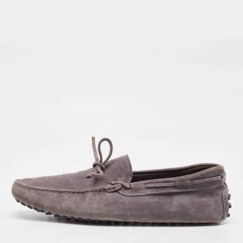 Pre Owned Tod's Grey Suede Gommino Loafers Size 44
