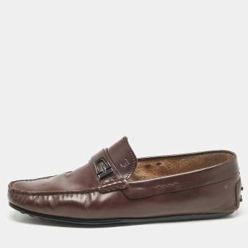 Pre Owned Tod's Brown Leather Slip On Loafers Size 43