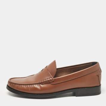 Pre Owned Tod's Brown Leather Gommino Loafers Size 42