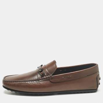 Pre Owned Tod's Brown Leather Slip On Loafers Size 43