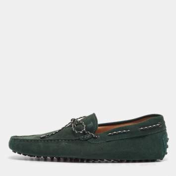 Pre Owned Tod's Green Suede Slip On Loafers Size 44