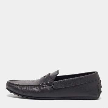 Pre Owned Tods Black Leather Slip On Loafers Size 41.5