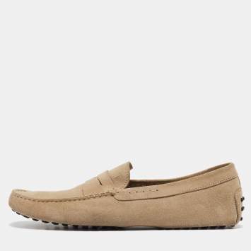 Pre Owned Tod's Grey Suede Gommino Penny Loafers Size 48