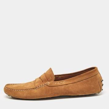 Pre Owned Tod's Brown Suede Slip on Loafers Size 45.5