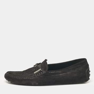 Pre Owned Tod's Black Suede Slip On Driver Loafers Size 42