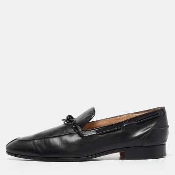 Pre Owned Tod's Black Leather Slip On Loafers Size 43