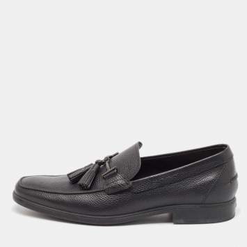 Pre Owned Tod's Black Leather Driver Loafers Size 43