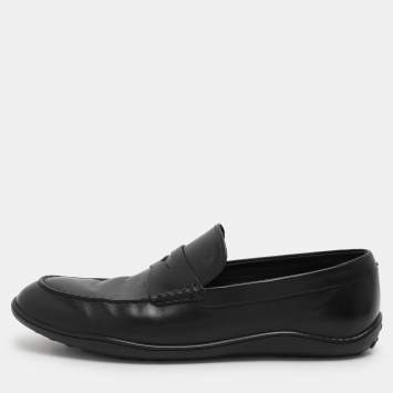 Pre Owned Tod's Black Leather Driver Loafers Size 44.5