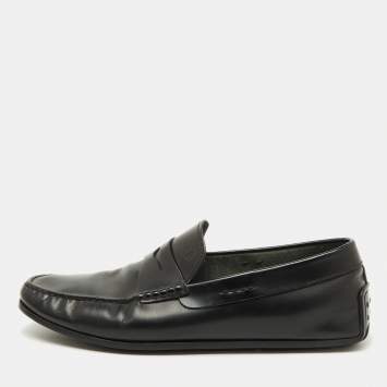 Pre Owned Tod's Black Leather Slip On Loafers Size 44