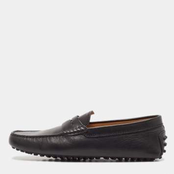 Pre Owned Tod's Black Leather Slip On Loafers Size 40