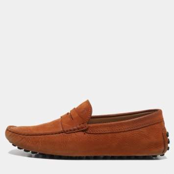Pre Owned Tod's Brown Nubuck Leather Driver Loafers Size 39.5