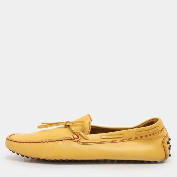 Pre Owned Tod's Yellow Leather City Gommino Loafers Size 45.5