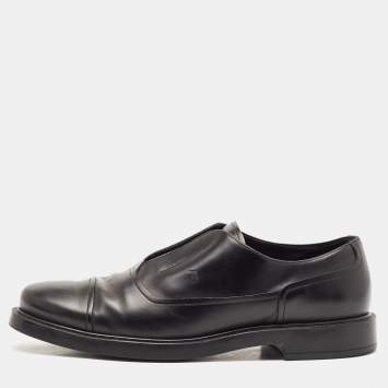 Tod's Black Leather Cap Toe  Slip On Oxfords Size 43