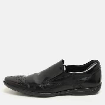 Pre Owned Tod's Black Patent Leather Moccasins Size 44.5
