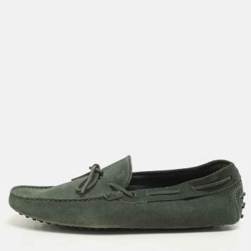 Pre Owned Tod's Green Suede Loafers Size 45