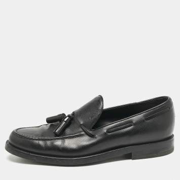 Pre Owned Tod's Black Leather Tassel Detail Loafers Size 42