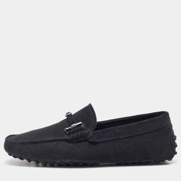 Tod's Midnight Blue Suede Slip On Loafers Size 38.5