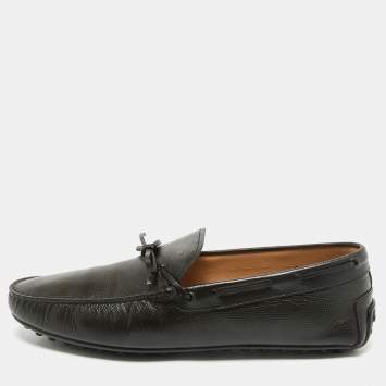 Tod's Dark Brown Leather Laccetto City Gommino Loafers Size 47