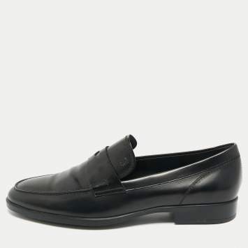 Tod's Black Leather Slip On Penny Loafers Size 45.5
