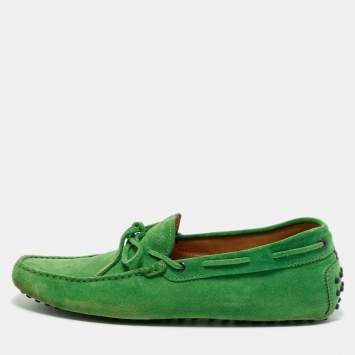Pre Owned Tod's Green Suede Slip On  Loafers Size 44.5