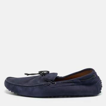 Pre Owned Tod's Navy Blue Suede Gommino Loafers Size 43