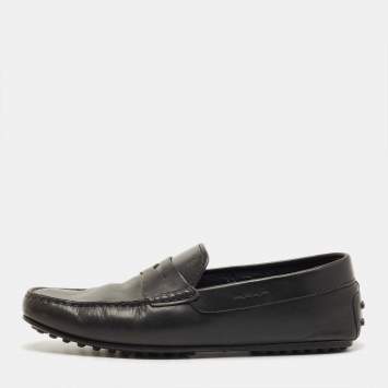 Pre Owned Tod's Black Leather Slip On Loafers Size 41.5