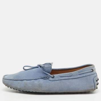 Pre Owned Tod's Blue Suede Slip On Loafers Size 45