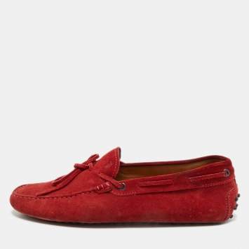 مملوكة مسبقًا Tod's City Gommino Size 42 Burgundy Suede Loafers