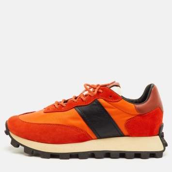مملوكة مسبقًا Tod's Size 41.5 Orange/Black Fabric, Leather and Suede Low Top Sneakers