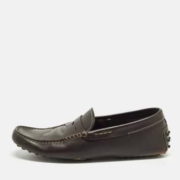 مملوكة مسبقًا Tod's Gommino Size 41 Dark Brown Leather Driver Loafers