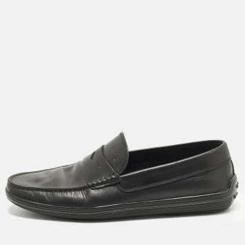 Pre Owned Tod's Size 43 Black Leather Penny Loafers
