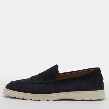 Pre Owned Tod's Size 41 Navy Blue Suede Driver Loafers