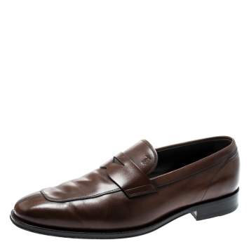 Pre Owned Tod's Brown Leather Penny Loafers Size 42